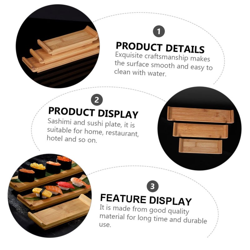 Small Wooden Sushi Serving Tray Japanese Sashimi Dish Plate for Home Dining Restaurant - Image 4