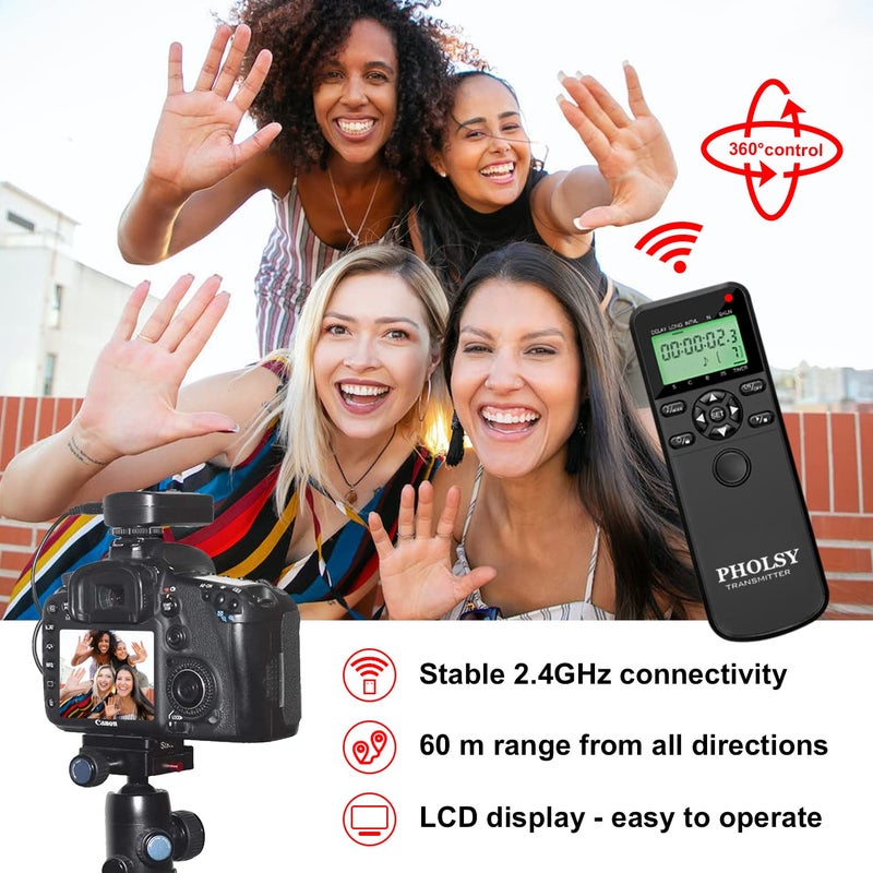 PHOLSY Intervalometer for Canon Camera Remote Shutter Release C8 Timer Remote Control for Canon EOS 5D Mark IV III, 5D 6D 6D-II 7D-II 1DX II III, R5 R3 50D 40D 30D 20D 10D D60 D30 TC-80N3