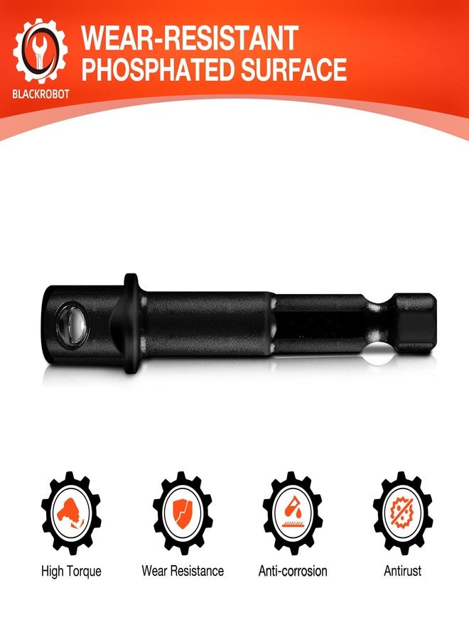 BLACKROBOT 10-Piece 1/4" to 3/8" Impact Socket Adapter Set, 1/4" Hex Shank to 3/8" Square Drive Converter for Automotive & DIY with Phosphated Surface - Image 5