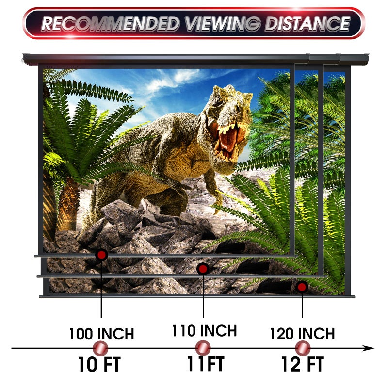Aoxun Motorized Projector Screen - Indoor and Outdoor Movies Screen Electric Projector Screen W/Remote Control (120 inch) - Image 4