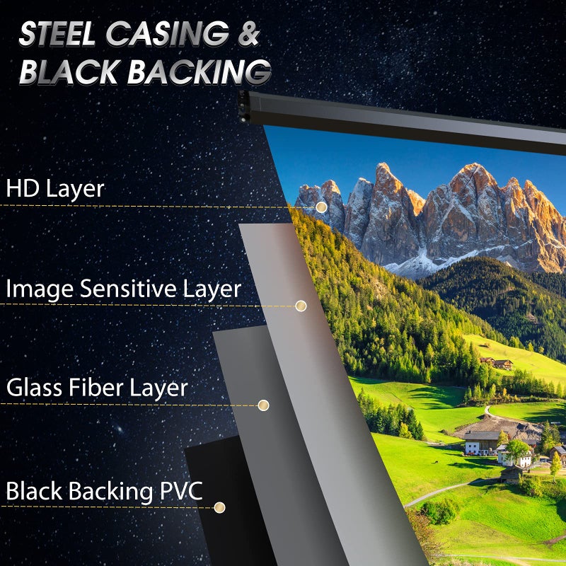 Aoxun Motorized Projector Screen - Indoor and Outdoor Movies Screen Electric Projector Screen W/Remote Control (120 inch) - Image 5