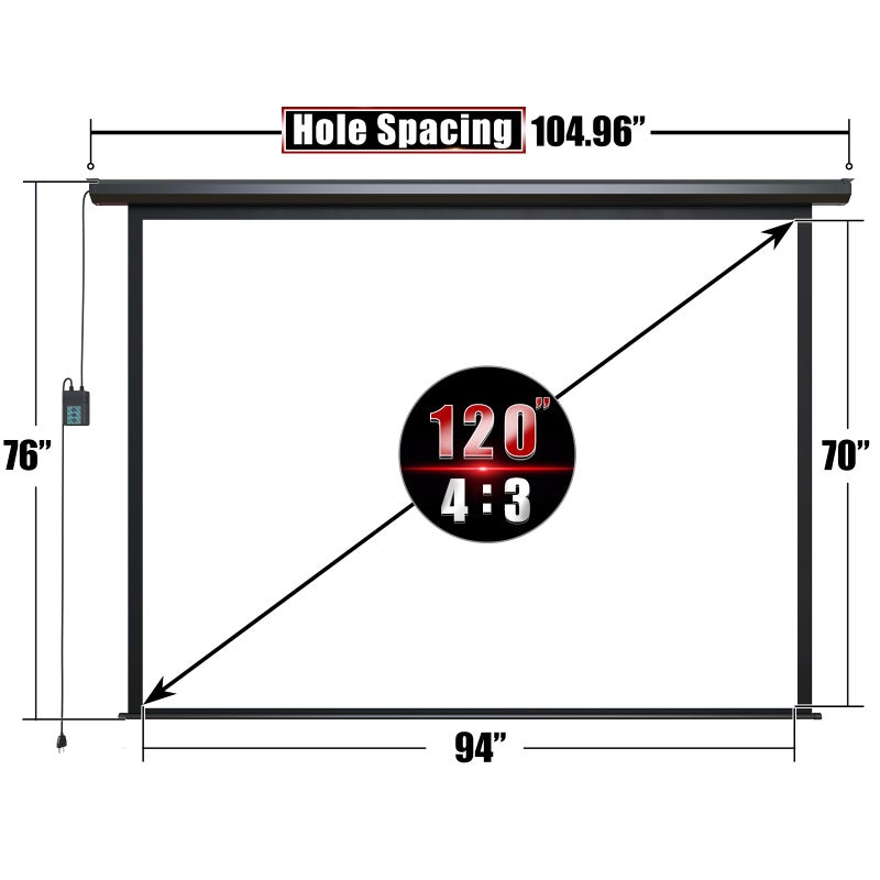 Aoxun Motorized Projector Screen - Indoor and Outdoor Movies Screen Electric Projector Screen W/Remote Control (120 inch) - Image 2