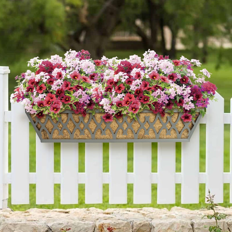 Karlliu 2 Pack 30 Inch Window Boxes Planters Railing Planter Box with Adjustable Brackets for Porch Fence Patio Balcony Hanging Flower Baskets with Coco Liners for Outdoor Garden Decor - Dark Grey - Image 4