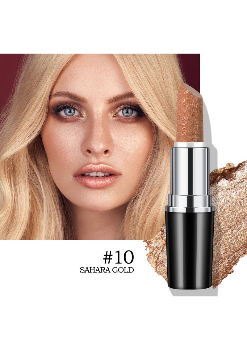 Anglicolor 1PC Glitter Lipstick High Impact Lipcolor,Nude Lipstick Moisturizing Creamy Formula,Metallic Lipstick For Women For Vegan and Cruelty-Free,Full-Coverage Lip Color, 10#SAHARA GOLD  - Image 2