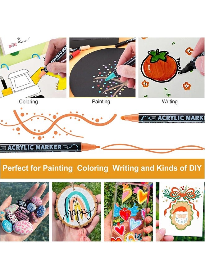 Generic 12 Colors Dual Tip Acrylic Paint Pens Paint Markers, Premium Acrylic Paint Pens for Rock Painting Wood Canvas Plastic Metal And Stone, Acrylic Dot Markers For DIY Crafts Making Art Supplies - Image 4