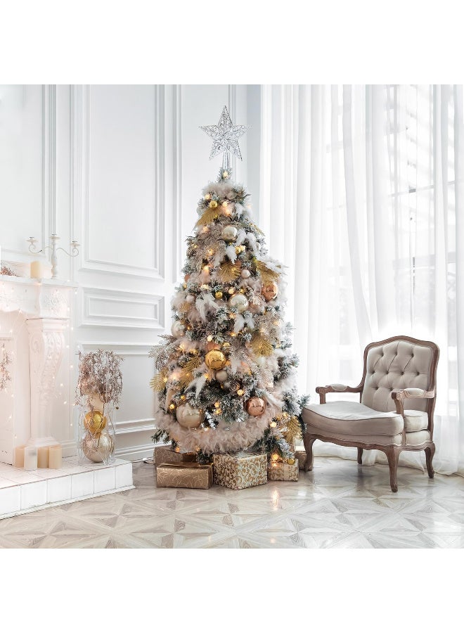 AUTOYSUR زينة شجرة عيد الميلاد، نجمة مجوفة فضية مقاس 8 بوصات لتزيين شجرة عيد الميلاد (فضي) - Image 5