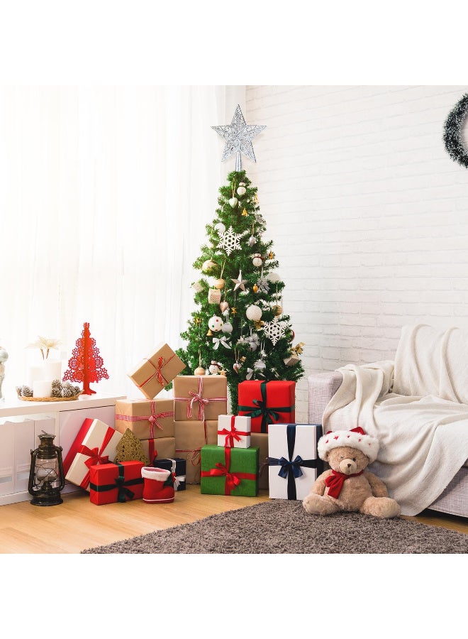 AUTOYSUR زينة شجرة عيد الميلاد، نجمة مجوفة فضية مقاس 8 بوصات لتزيين شجرة عيد الميلاد (فضي) - Image 3