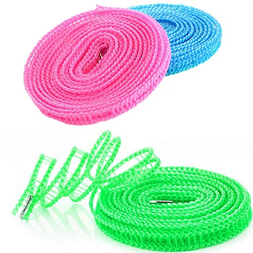 Foshine Clotheslines 3Pack Blue Pink Green 164ft Length Clothes Drying Rope Portable Windproof 5m Clothesline for Camping Travel Indoor Outdoor Laundry Clothes Line