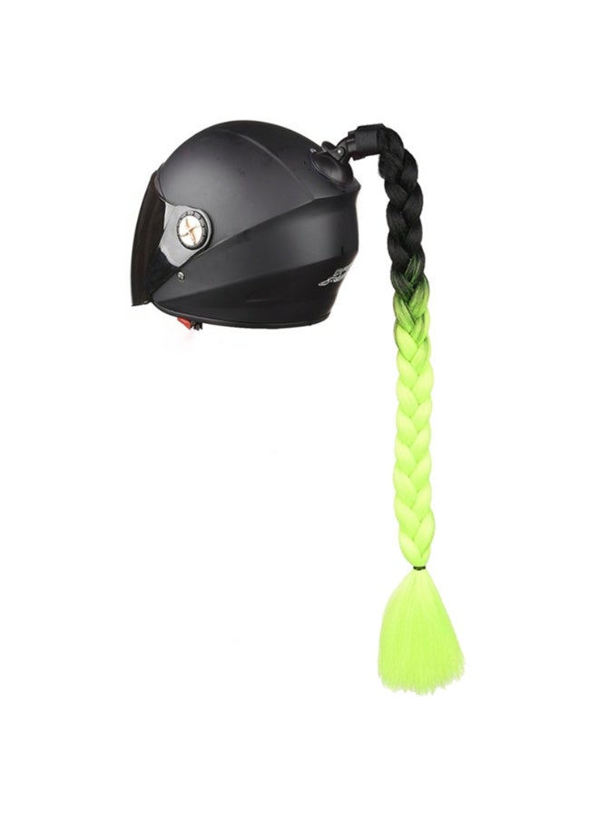 ذيل حصان لخوذة الدراجة النارية، ذيل حصان قابل للتحريك مزود بقاعدة شفط مع شريط شعر مستعار منسوج مع زخرفة فيونكة للخوذة - Image 1