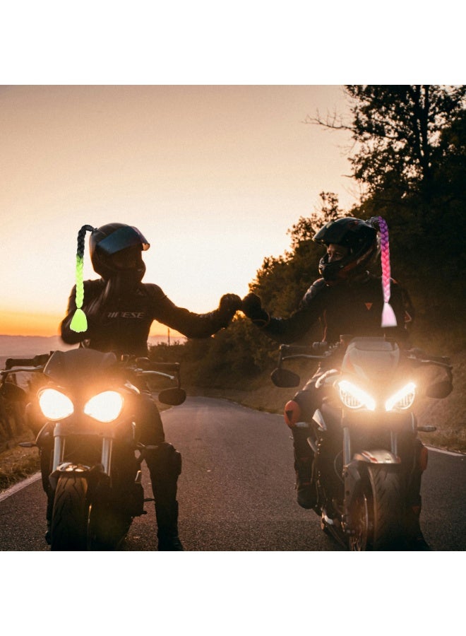 ذيل حصان لخوذة الدراجة النارية، ذيل حصان قابل للتحريك مزود بقاعدة شفط مع شريط شعر مستعار منسوج مع زخرفة فيونكة للخوذة - Image 2