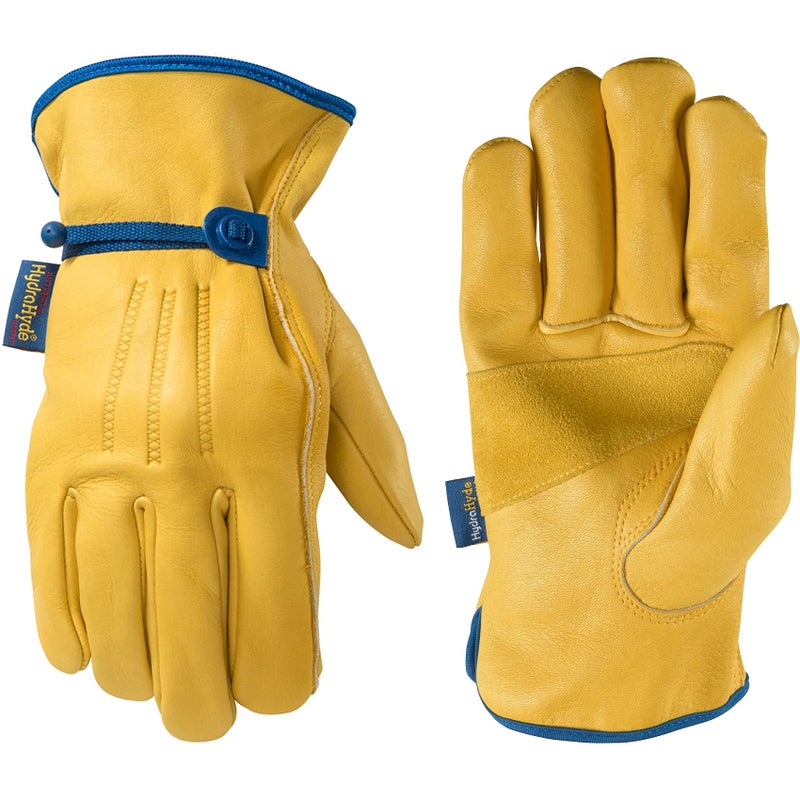 Wells Lamont Mens Adjustable HydraHyde Leather Work Gloves WaterResistant Breathable Durable Ideal for Gardening Landscaping Ranching Heavy Duty Leather Work Gloves Saddletan Large - Image 2