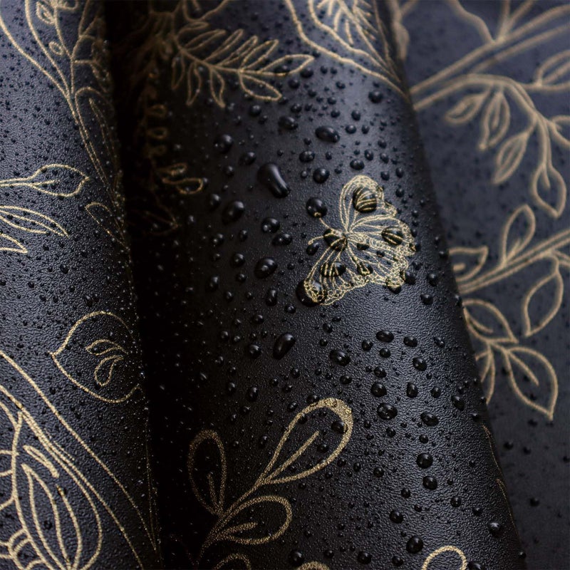 Froluya Black and Gold Wallpaper Peel and Stick Wallpaper 17.7"x118.1" Vintage Floral Boho Peel and Stick Wall Paper Dark Removable Self Adhesive Contact Paper for Bedroom Cabinets Shelf Liner Vinyl - Image 4