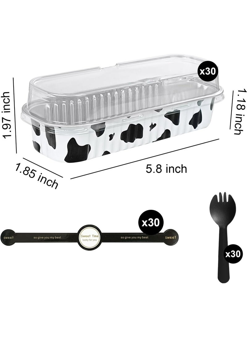 general 50Pcs Mini Loaf Pans with Lids,Mini Cake Pans with Lids and Spoons,Mini Aluminum Pans with Lids,Small Cake Pans with Lids for Valentine's Day - Image 2