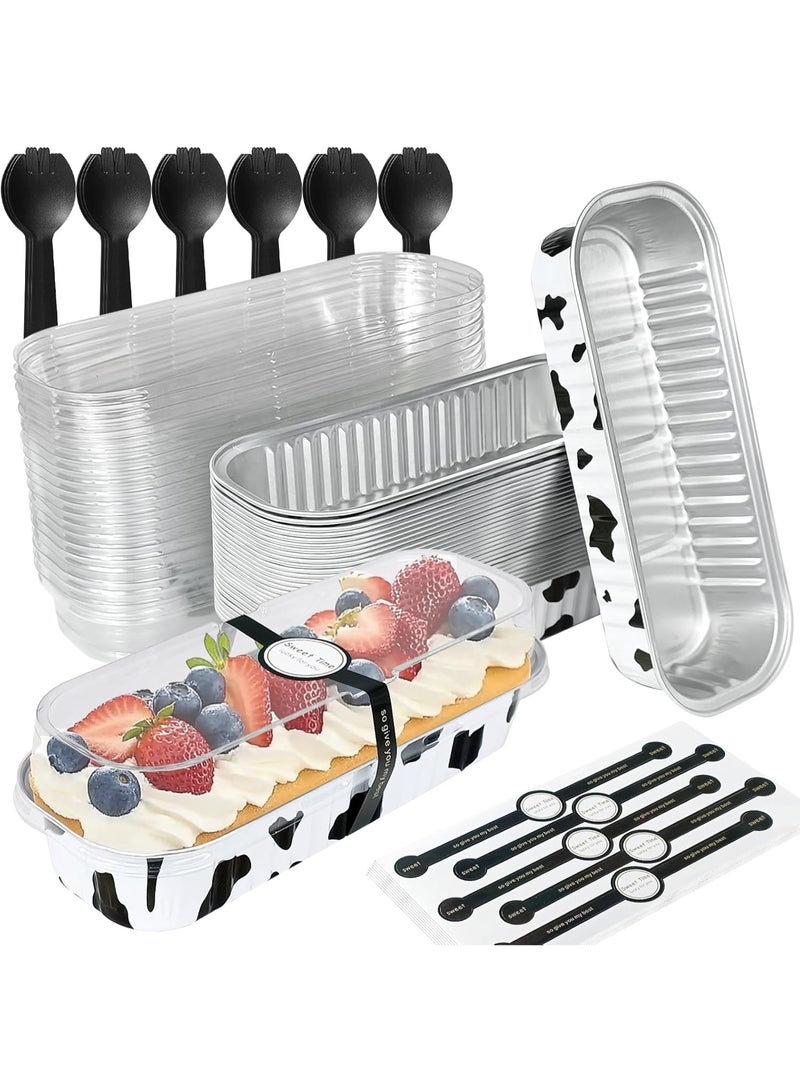 general 50Pcs Mini Loaf Pans with Lids,Mini Cake Pans with Lids and Spoons,Mini Aluminum Pans with Lids,Small Cake Pans with Lids for Valentine's Day - Image 1