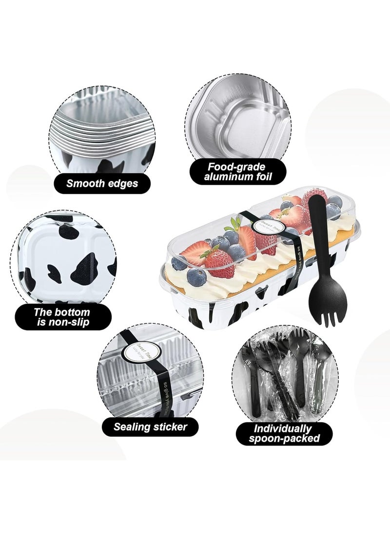 general 50Pcs Mini Loaf Pans with Lids,Mini Cake Pans with Lids and Spoons,Mini Aluminum Pans with Lids,Small Cake Pans with Lids for Valentine's Day - Image 3