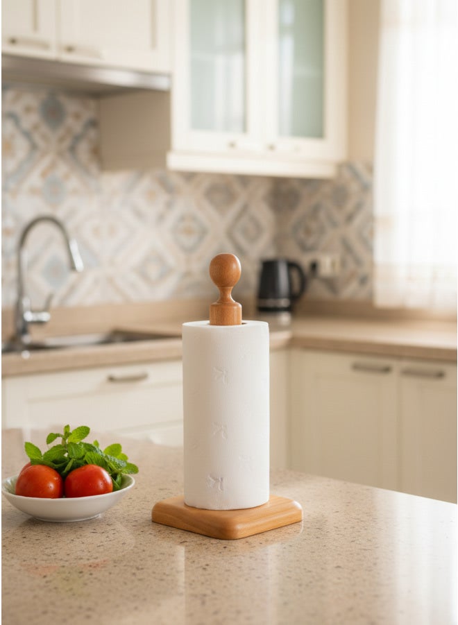 كذا هوم كاسا هوم حامل مناديل مطبخ خشب زان طبيعي قاعدة مربعة ثابتة مصر - Image 2