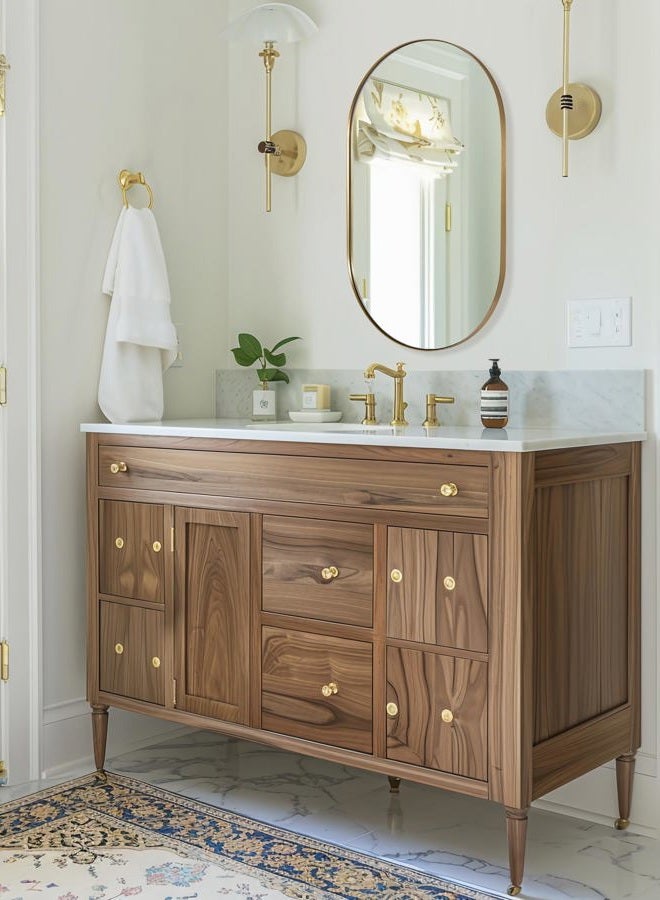 Andy Star Brass Oval Mirror, 24x40 Inch Bathroom Mirror Gold, Brass Vanity Mirror, Pill Shaped Mirrors Gold Metal Frame Stainless Steel 1'' Deep Hang Vertically & Horizontally - Image 4