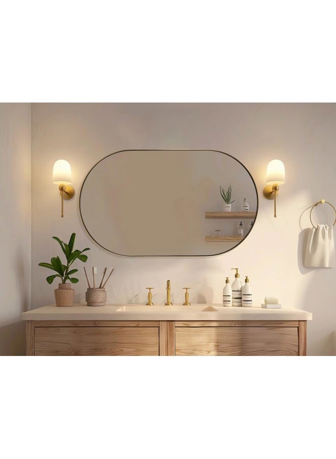 Andy Star Brass Oval Mirror, 24x40 Inch Bathroom Mirror Gold, Brass Vanity Mirror, Pill Shaped Mirrors Gold Metal Frame Stainless Steel 1'' Deep Hang Vertically & Horizontally - Image 3