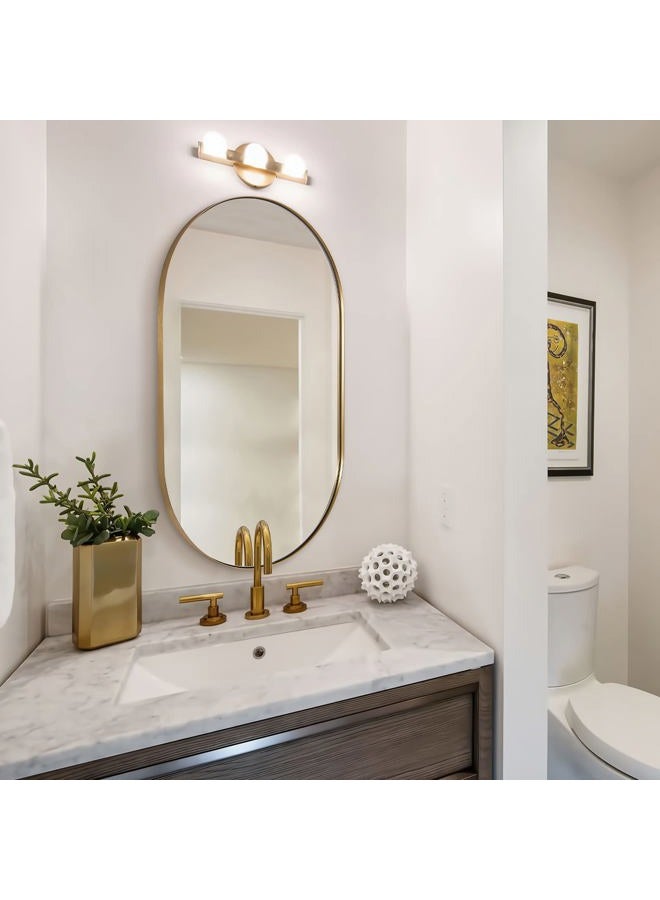 Andy Star Brass Oval Mirror, 24x40 Inch Bathroom Mirror Gold, Brass Vanity Mirror, Pill Shaped Mirrors Gold Metal Frame Stainless Steel 1'' Deep Hang Vertically & Horizontally - Image 1