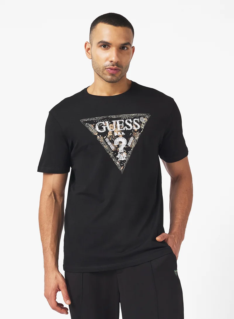 جس Short Sleeve Crew Neck  Gueshort Sleeve Triangle T-Shirt