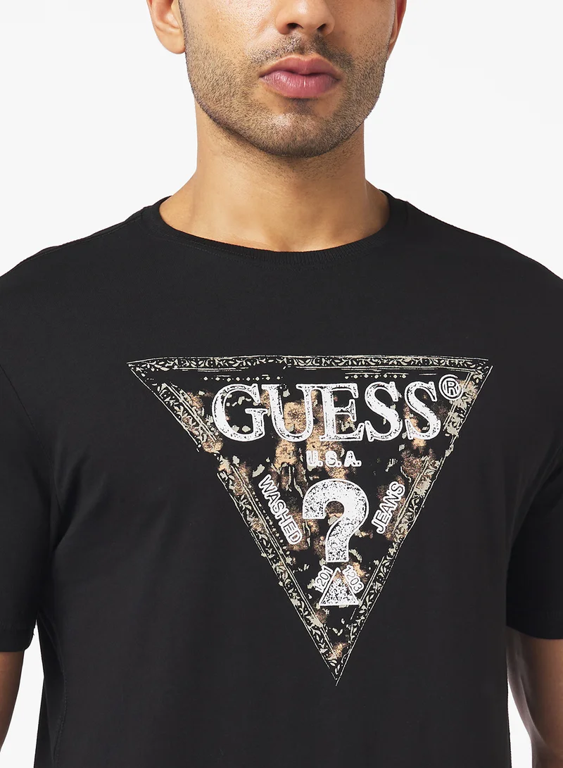 GUESS Short Sleeve Crew Neck  Gueshort Sleeve Triangle T-Shirt