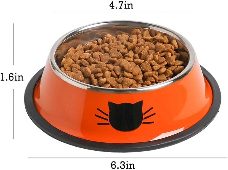 أطباق قطط غير قابلة للانزلاق من الفولاذ المقاوم للصدأ - طبق حيوانات أليفة صغير بقاعدة مطاطية قابلة للإزالة، أطباق طعام وماء للقطط الصغيرة - Image 5
