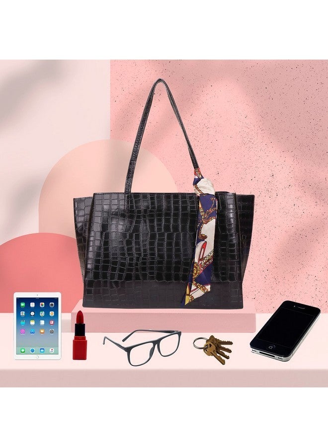 Aliza Womens Leatherette Formal Casual Stylish Shoulder Handbag (Black) - Image 2