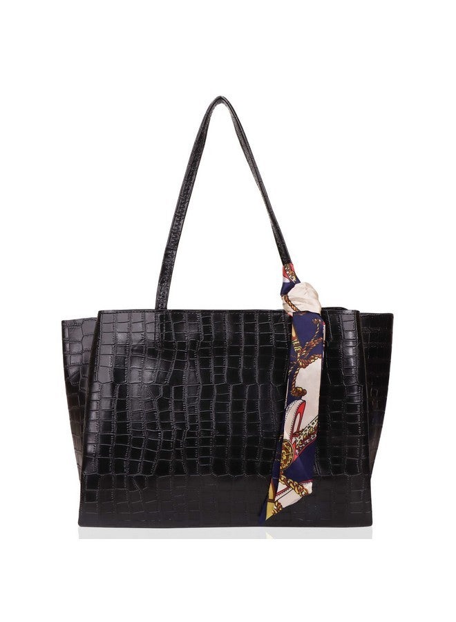 Aliza Womens Leatherette Formal Casual Stylish Shoulder Handbag (Black) - Image 1