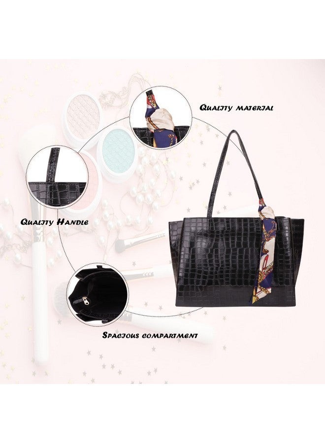 Aliza Womens Leatherette Formal Casual Stylish Shoulder Handbag (Black) - Image 4