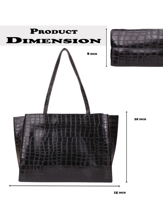 Aliza Womens Leatherette Formal Casual Stylish Shoulder Handbag (Black) - Image 5