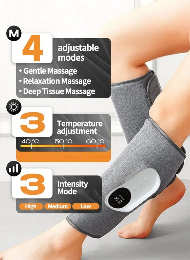 مساج للقدمين، مساج كاليف بهواء مضغوط مع تدفئة، لاسلكي لتحسين الدورة الدموية وتخفيف الآلام، 3 أنماط وشدة تدليك قابلة للتعديل، هدايا للرجال والنساء، باللون الرمادي - Image 3