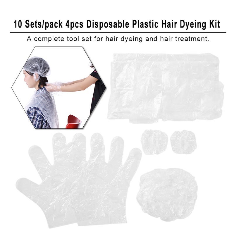 10 Pack Disposable Plastic Hair Care Dyeing Gloves White 20 x 8 x 15cm - Image 4
