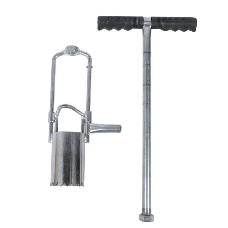 Long Handle Bulb Planter: 7.6cm Diameter Serrated Base Soft Grip T Handle - Dual Foot Pedal Efficient Soil Plugger for Standing Planting of Spring Bulb Flowers & Bedding Plants - Image 1