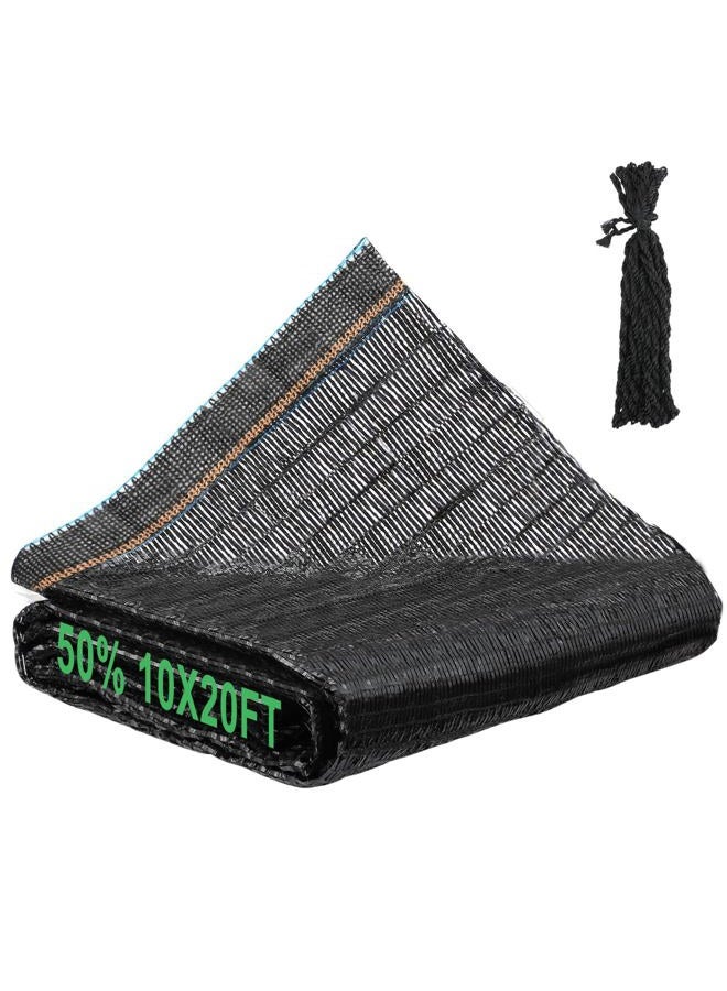 Bigmeta 50% Shade Cloth - 10x20FT UV-Resistant Mesh Tarp with Rope, Cuttable Garden Sun Shade Net for Medium Patio Greenhouse Dog Kennels Raised Beds Plants Cover - Image 1