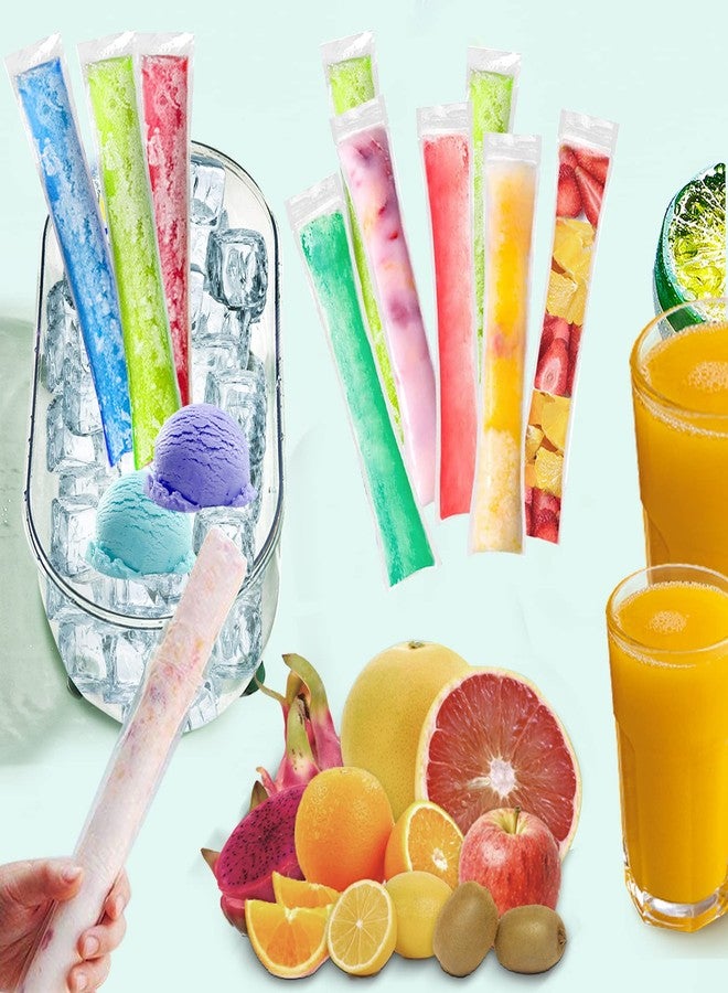 JIELUO 200 Pack Popsicle Bags, Ice Pop Bags for Disposable Freeze Pops Bags DIY Popsicle Pouches Yogurt Tubes, Healthy Snacks Fruit Smoothies and Ice Party Favors with Funnel (5 x 22 cm) - Image 3