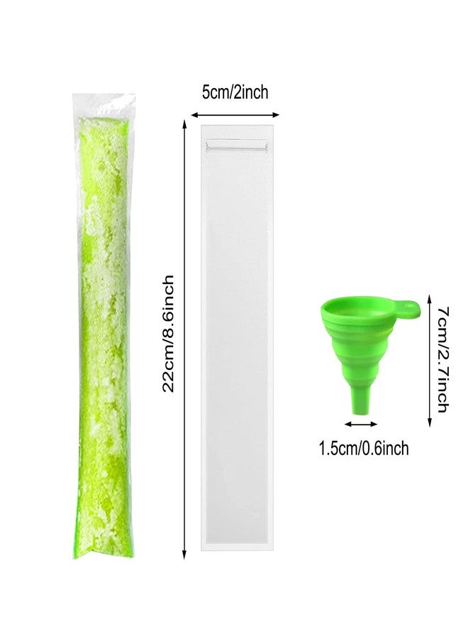 JIELUO 200 Pack Popsicle Bags, Ice Pop Bags for Disposable Freeze Pops Bags DIY Popsicle Pouches Yogurt Tubes, Healthy Snacks Fruit Smoothies and Ice Party Favors with Funnel (5 x 22 cm) - Image 2
