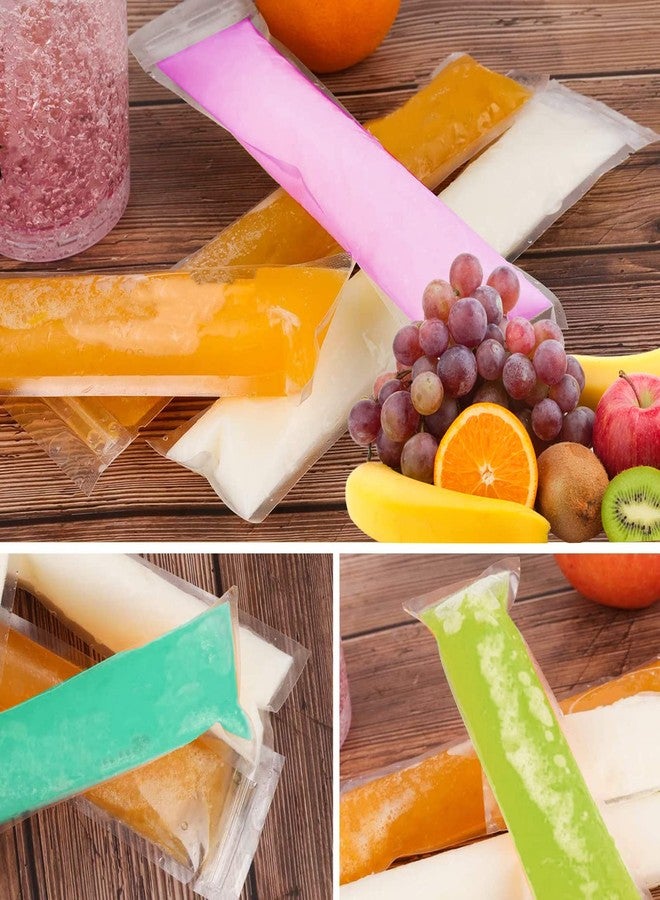 JIELUO 200 Pack Popsicle Bags, Ice Pop Bags for Disposable Freeze Pops Bags DIY Popsicle Pouches Yogurt Tubes, Healthy Snacks Fruit Smoothies and Ice Party Favors with Funnel (5 x 22 cm) - Image 4