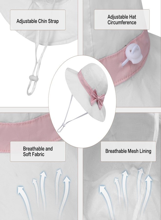 ECOSUMA Baby Sun Hat 2-5T White Pink - Image 3