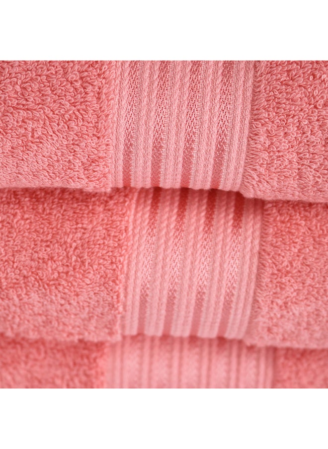 White Rose 6 Pcs Events Dyed Towel Set 550 GSM 100% Cotton Terry Viscose Border 1xBath Towel 75x145cm 1xHand Towel 50x90cm 2xBaby Towel 30x50cm & 2xFace Towel 33x33cm Peach Color  - Image 3