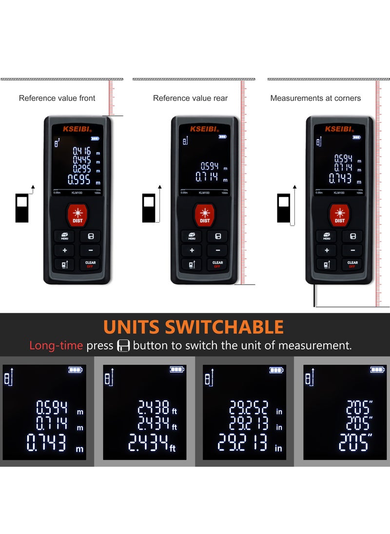 KSEIBI Laser Measure, 100m, Laser Type 620, Laser Class 2, Measuring Range 100 M, for Providing Fast and Reliable Measurements for a Wide Range of Tasks and Projects - Measuring Distance, Area, Volume.  - Image 3