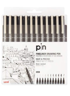 Uniball 12-Piece Unipin Fineliner Black Ink Assorted Sizes  - Image 1