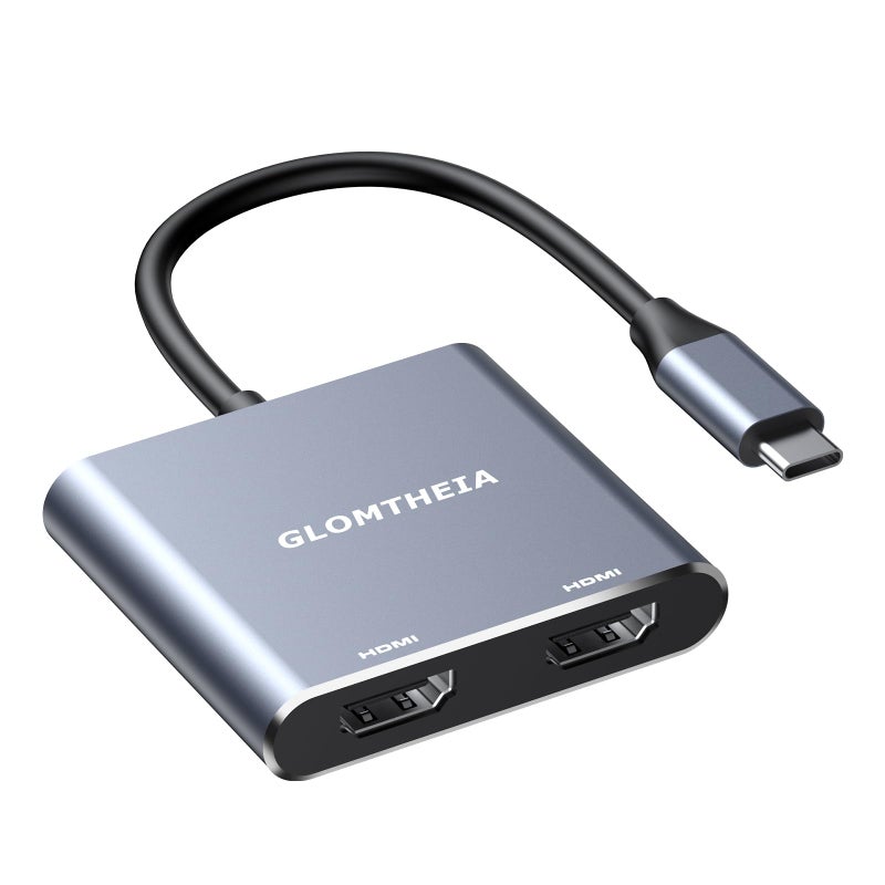 Glomtheia Dual HDMI Adapter for 2 Monitors Extended Display 1 in 2 Out, USB C to HDMI Splitter for Laptop MacBook Pro/Air, Support 4K@30Hz Double Monitors or 4K@60Hz Single Monitor - Image 1