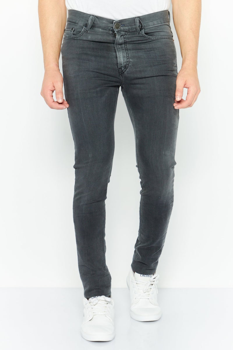 DIESEL جينز رجالي بقصة عادية قابل للتمدد، رمادي - Image 1