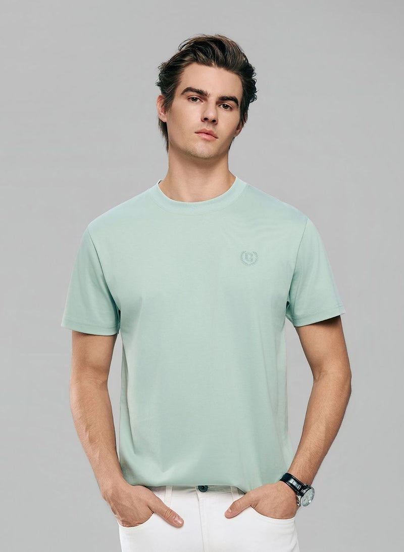 GIORDANO تي شيرت قطن بقلنسوة ضيق للرجال بتأثير سائل - Image 1