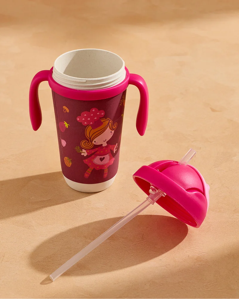 REDTAG Pink Printed Kids Water Bottle