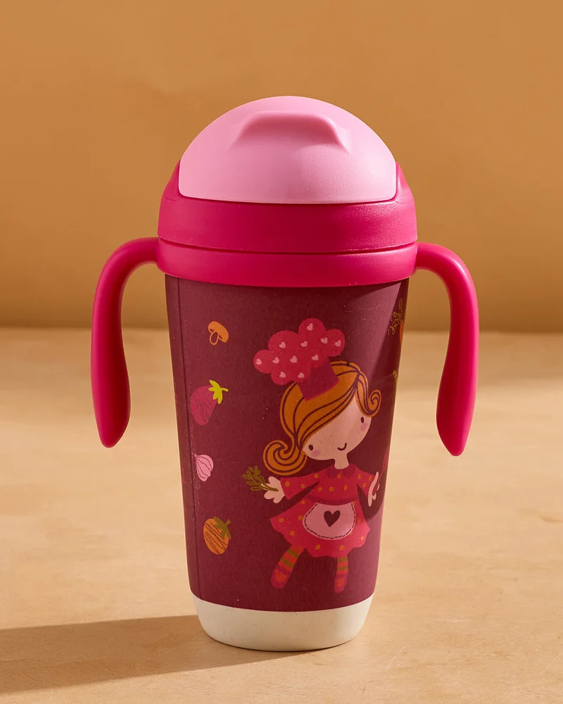 REDTAG Pink Printed Kids Water Bottle