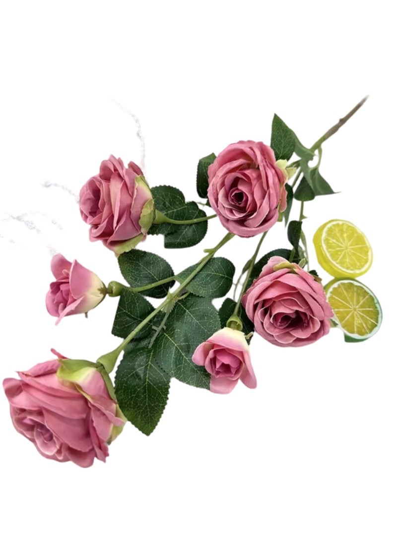 Huitich Pack Of 2 Artificial Roses for Home Decoration Cameo Brown  - Image 1