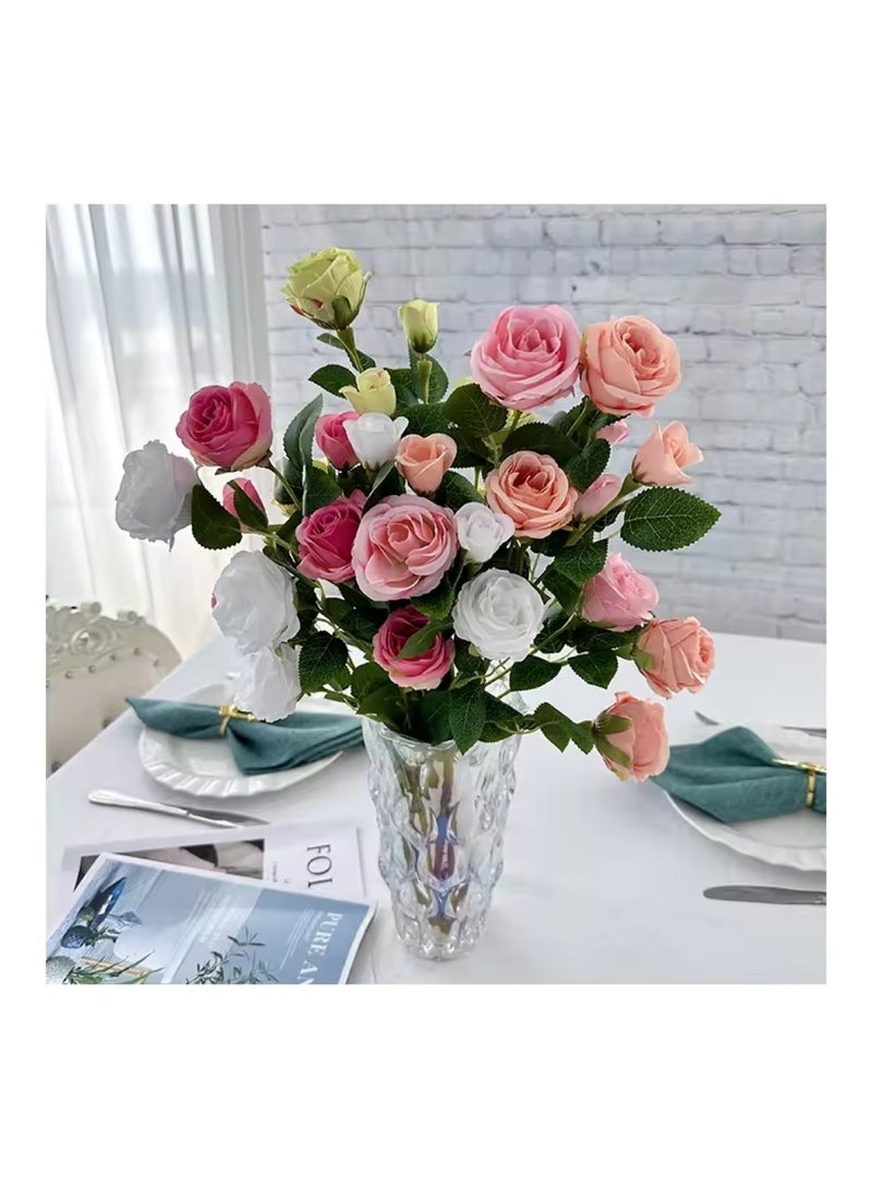 Huitich Pack Of 2 Artificial Roses for Home Decoration Cameo Brown  - Image 3
