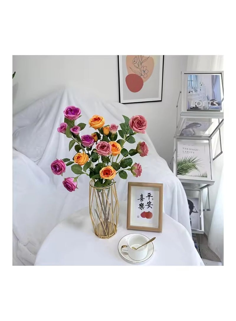 Huitich Pack Of 2 Artificial Roses for Home Decoration Cameo Brown  - Image 2
