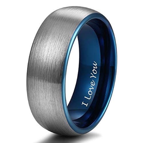 TRUMIUM 8mm Tungsten Ring I Love You for Men Women Couple Wedding Band Comfort Fit Size 8.5 - Image 1